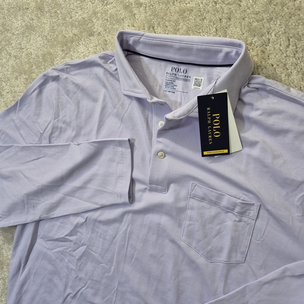 Polo Ralph Lauren Polo Shirt Mens Large Purple Cotton Stretch Golf Preppy Casual
